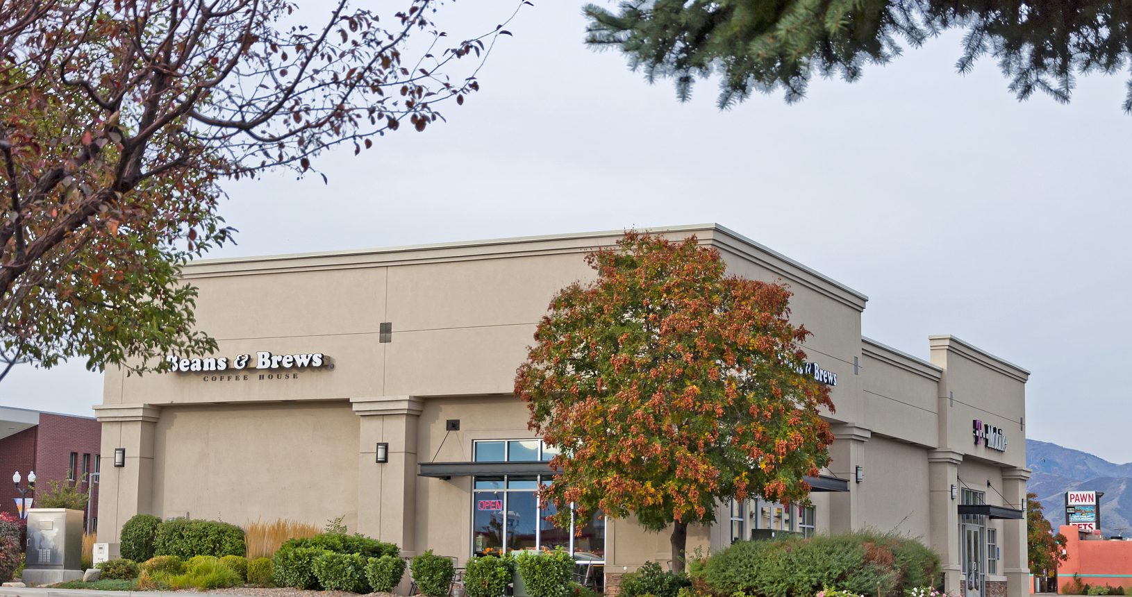 A building with trees in front of it