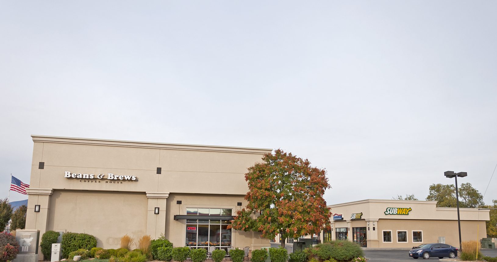 A building with trees in front of it