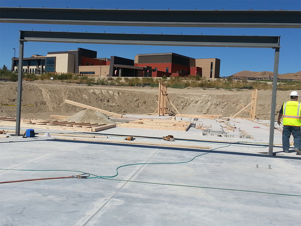 A view of the construction site from across the street.