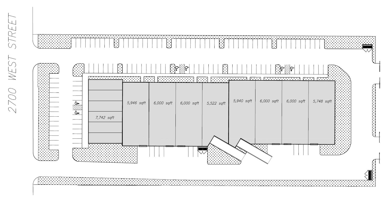 A floor plan of the building with many different sizes.