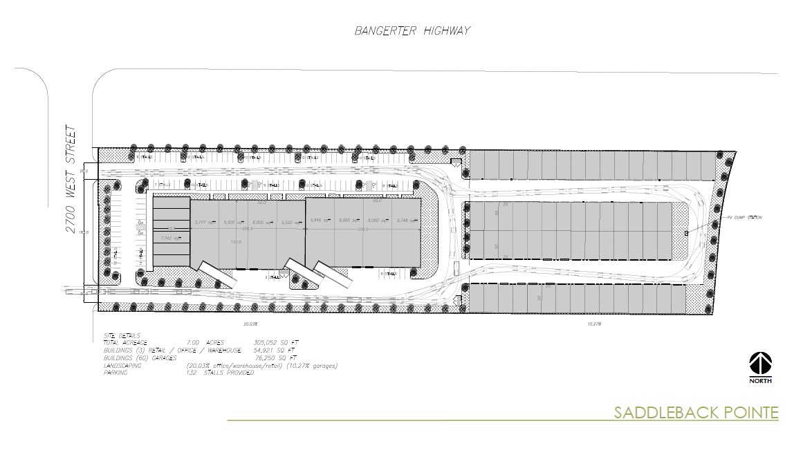 A drawing of the site plan for a new shopping center.